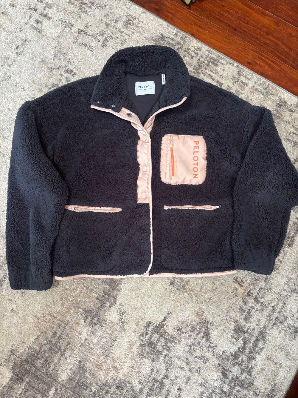 Peloton Navy Blue and Pink Plush Sherpa Jacket Size XS